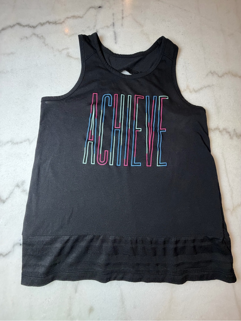 Athletic Works Black Tank Top with Multicolor "ACHIEVE" Graphic